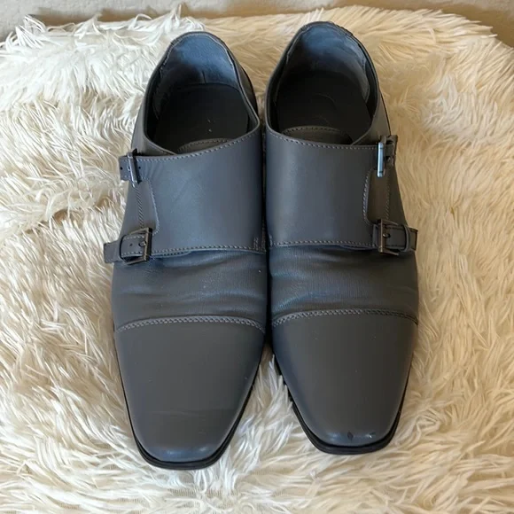 Calvin Klein Grey Cap Toe Monk  Strap Toe Shoes sz 10.5 - Picture 2 of 8
